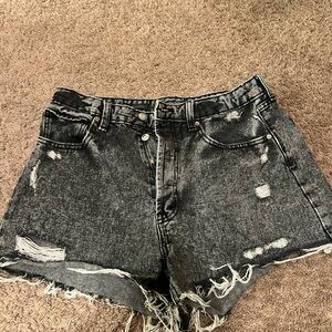 Wild Fable Black Jean Shorts Distressed Frayed Hem